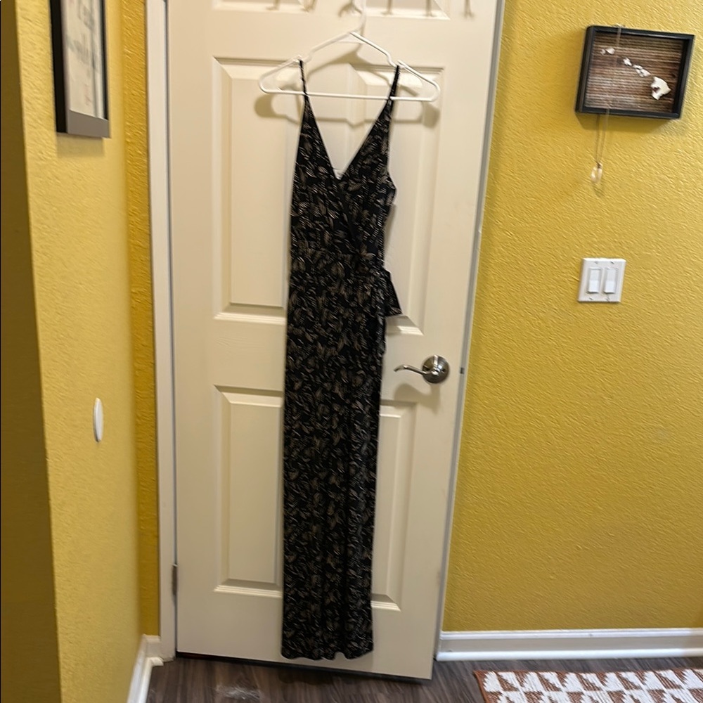 Black Wide Leg Jumpsuit with Spaghetti Straps for Cocktail Events